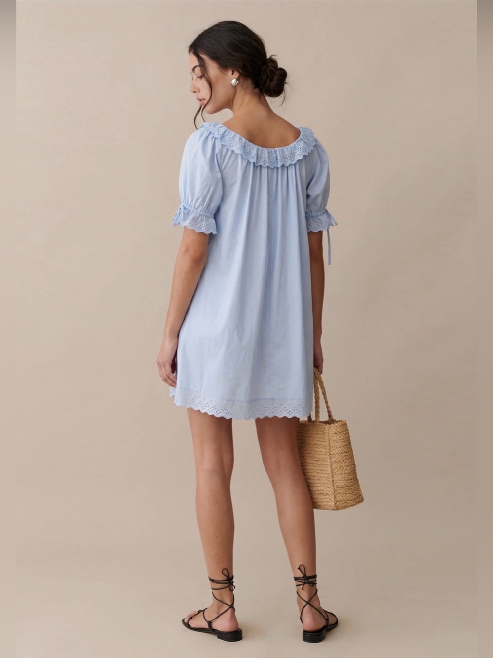 Light Blue Cotton Sundress - Picture 2 of 4